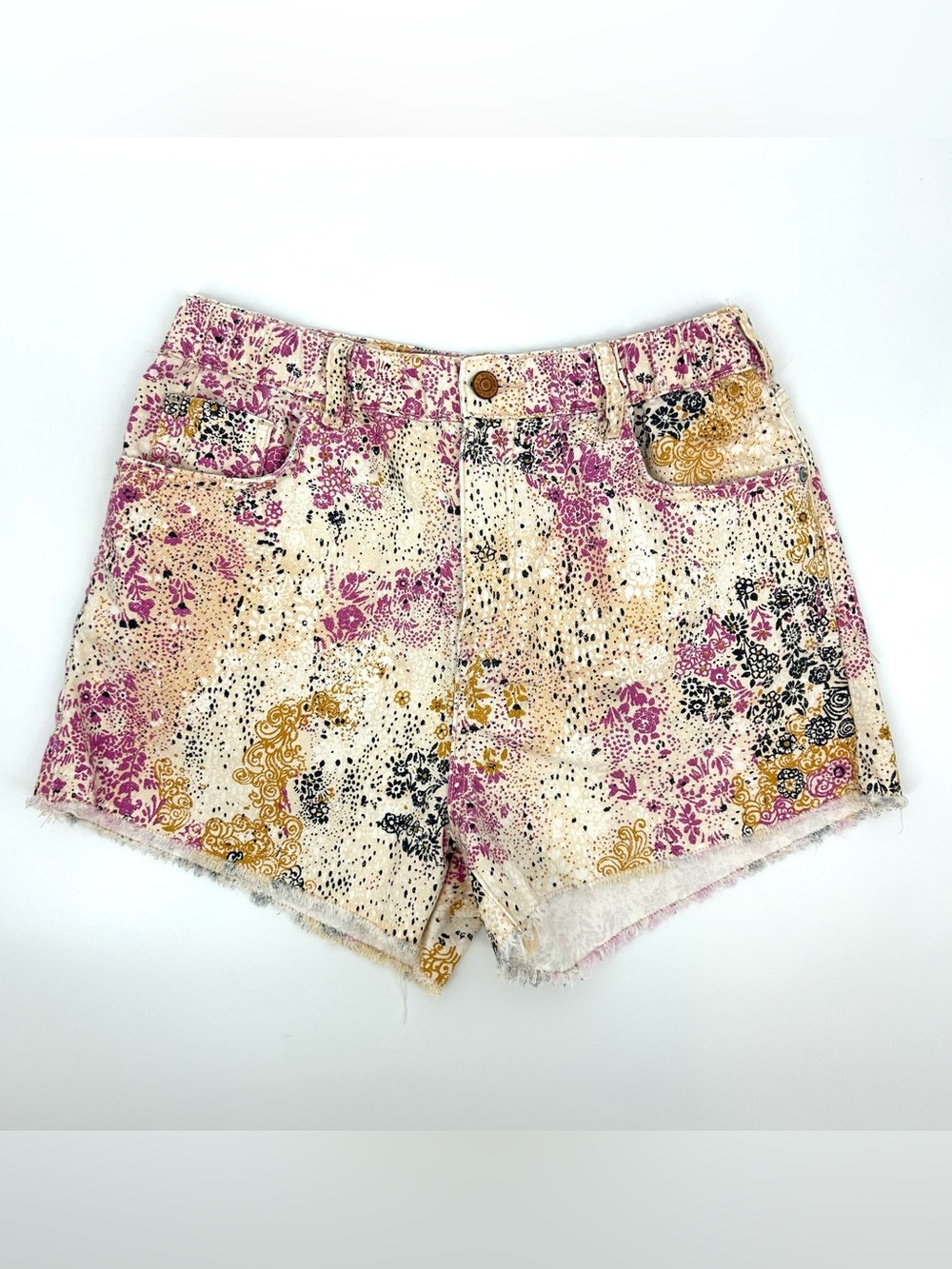 Anthropologie Pilcro Scrunchie Shorts Floral Denim